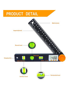 Transportador Digital Rainyb 7" 0-360 con Niveles y Regla 2