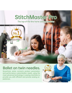 Máquina de Coser StitchMaster Pro SnowVoice - Agujas Gemelas, 16 Puntadas 2