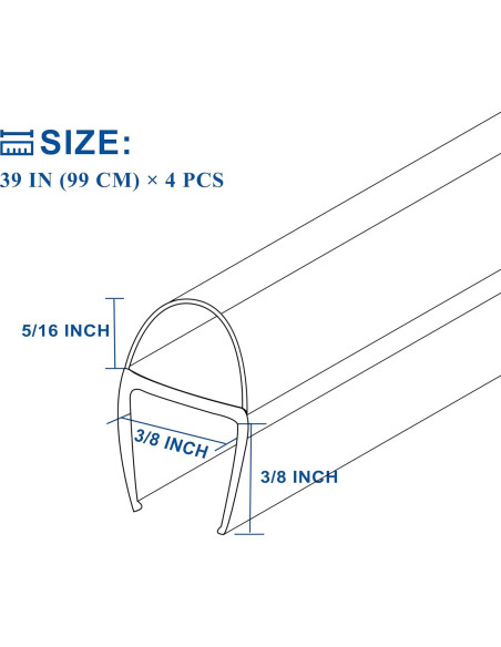 Tira de Sello para Puerta de Ducha Agbihtb 4PCS 99 cm Policarbonato