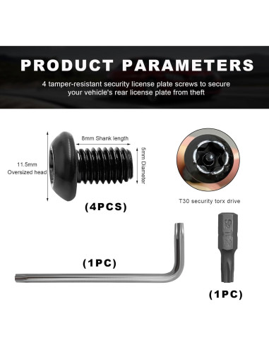 Juego de Tornillos Antirrobo Augeny M5 de Acero Inoxidable 0.8x8mm