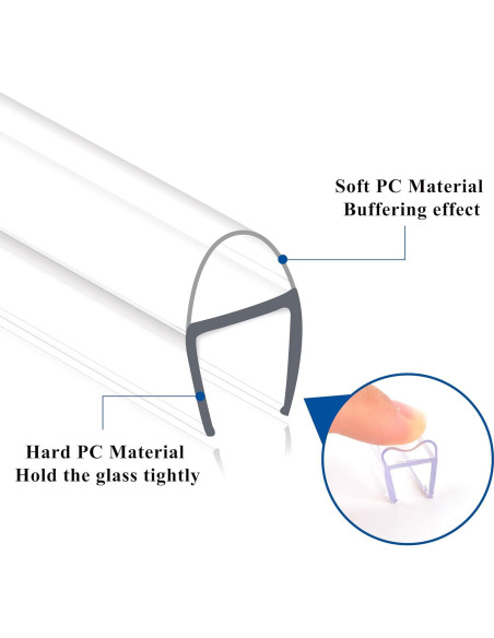 Tira de Sello para Puerta de Ducha Agbihtb 4PCS 99 cm Policarbonato