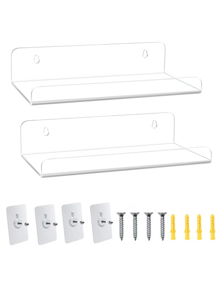 Estantes Acrílicos Flotantes WANLIAN 8" Sin Perforación - Paquete de 2
