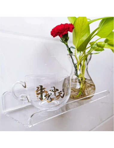 Estantes Acrílicos Flotantes WANLIAN 8" Sin Perforación - Paquete de 2