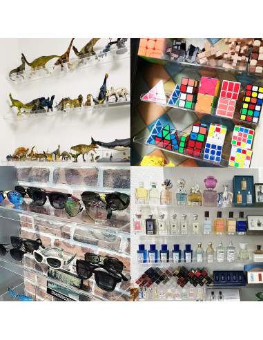 Estantes Acrílicos Flotantes WANLIAN 8" Sin Perforación - Paquete de 2