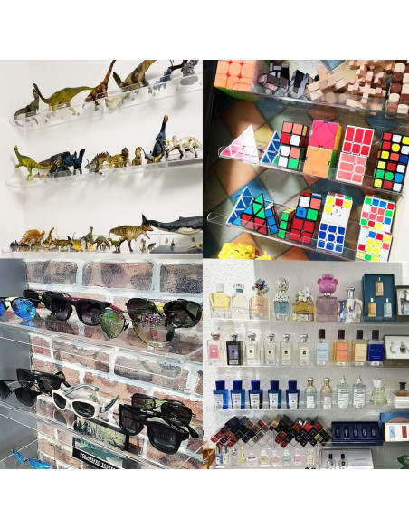 Estantes Acrílicos Flotantes WANLIAN 8" Sin Perforación - Paquete de 2