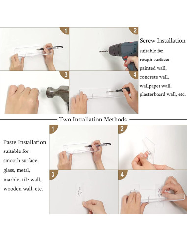 Estantes Acrílicos Flotantes WANLIAN 8" Sin Perforación - Paquete de 2