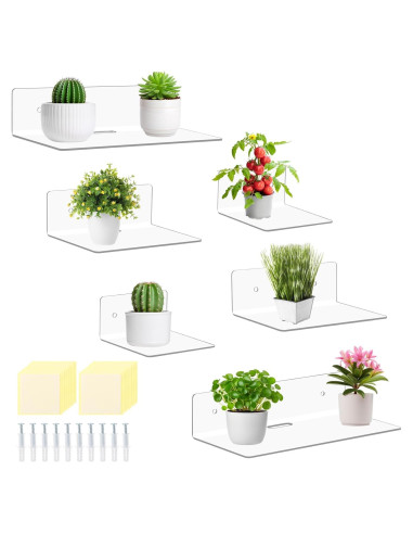 Estantes Flotantes Acrílico Transparente Pinkunn 6 Piezas 10-15-22 cm