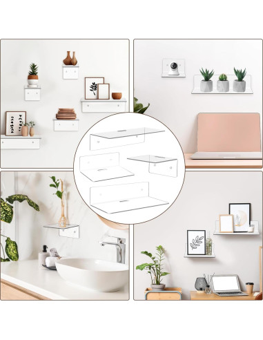 Estantes Flotantes Acrílico Transparente Pinkunn 6 Piezas 10-15-22 cm