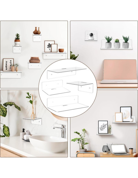 Estantes Flotantes Acrílico Transparente Pinkunn 6 Piezas 10-15-22 cm