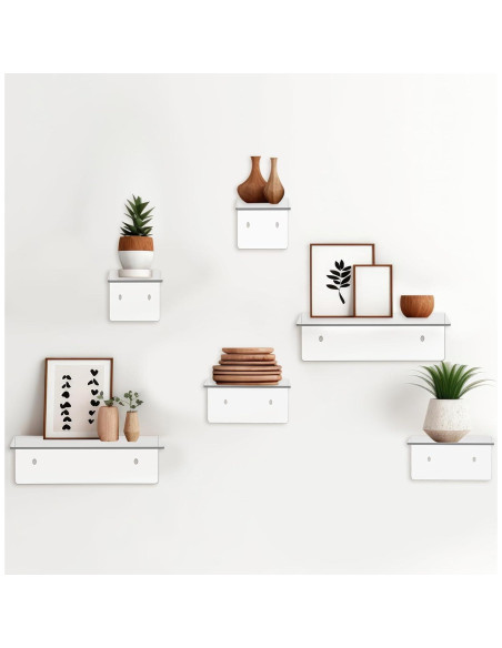 Estantes Flotantes Acrílico Transparente Pinkunn 6 Piezas 10-15-22 cm