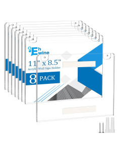 Soporte de Señal Acrílico EHWINE 8 Pack 28x21.6 cm Horizontal