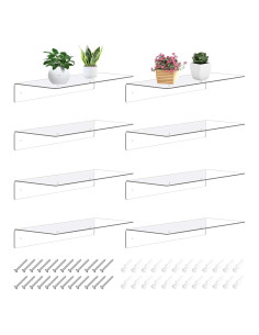 8 Estantes Flotantes Acrílicos Transparentes Merkaunis 35.56x14.99 cm