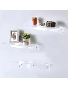 8 Estantes Flotantes Acrílicos Transparentes Merkaunis 35.56x14.99 cm 2