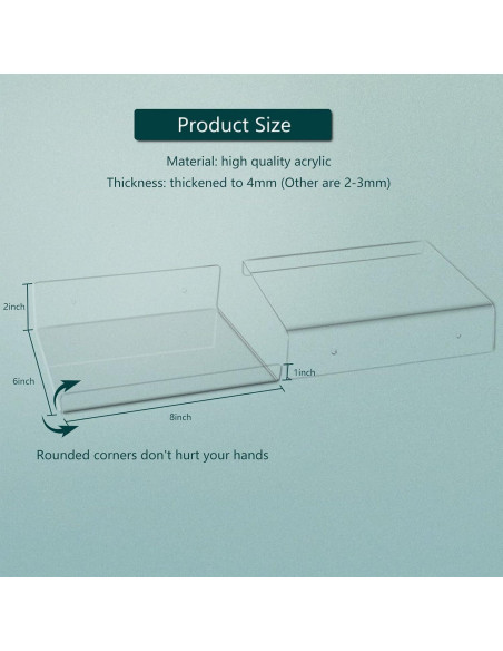 Estantes Acrílicos Flotantes DingCo 20x15 cm Paquete de 4