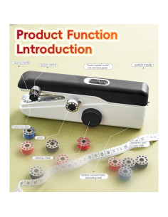 Máquina de Coser Portátil de Mano MNIFRJ - Negra - 20.6x3.6x6.4cm 2