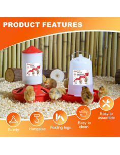 Juego Comedero y Bebedero Ajustable ZenxyHoC 0.4 Gal Rojo 2