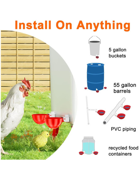 Tazas de Agua Automáticas para Pollos ZenxyHoC - Paquete de 10