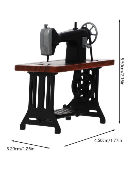 Mini Máquina de Coser Vintage Zerodeko 1:24 para Muñecas