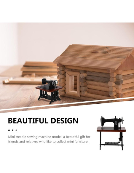 Mini Máquina de Coser Vintage Zerodeko 1:24 para Muñecas
