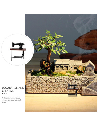 Mini Máquina de Coser Vintage Zerodeko 1:24 para Muñecas