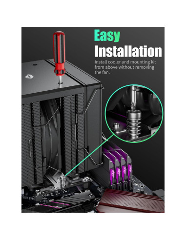 Enfriador de CPU upHere UE2K6 Doble Torre 120mm Negro