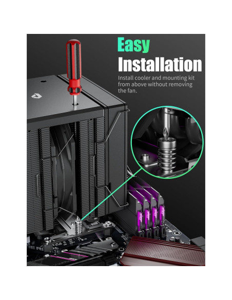 Enfriador de CPU upHere UE2K6 Doble Torre 120mm Negro