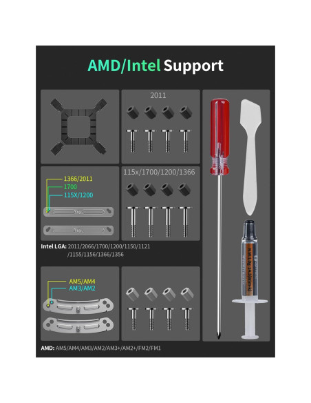 Enfriador de CPU upHere UE2K6 Doble Torre 120mm Negro