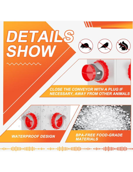 Comedero Automático para Pollos ZenxyHoC 4 Puertos Rojo