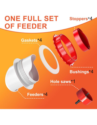 Comedero Automático para Pollos ZenxyHoC 4 Puertos Rojo