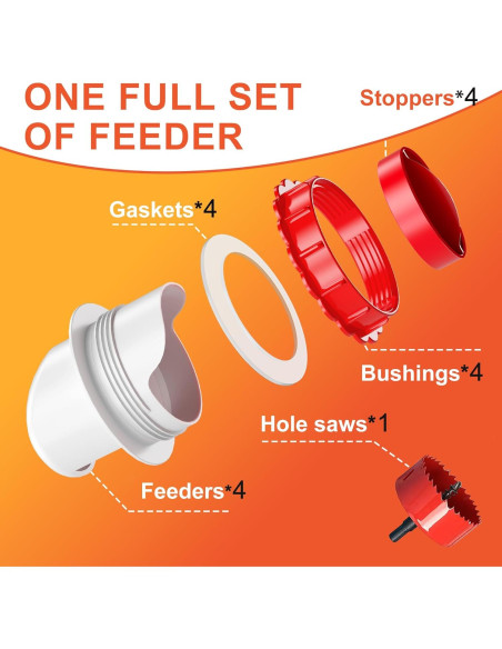 Comedero Automático para Pollos ZenxyHoC 4 Puertos Rojo