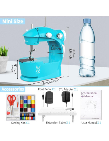 Mini Máquina de Coser Varmax FHSM-201 con Kit de 42 Piezas