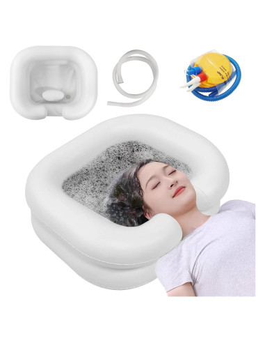 Bañera de Champú Inflable GSengGoung 61x51 cm - Blanco Crema