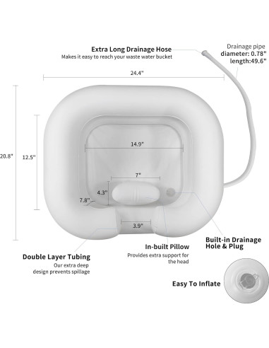 Bañera de Champú Inflable GSengGoung 61x51 cm - Blanco Crema