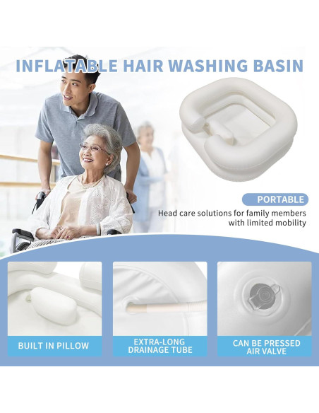 Bañera de Champú Inflable GSengGoung 61x51 cm - Blanco Crema