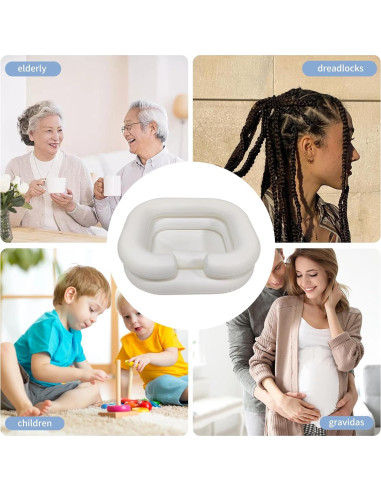 Bañera de Champú Inflable GSengGoung 61x51 cm - Blanco Crema