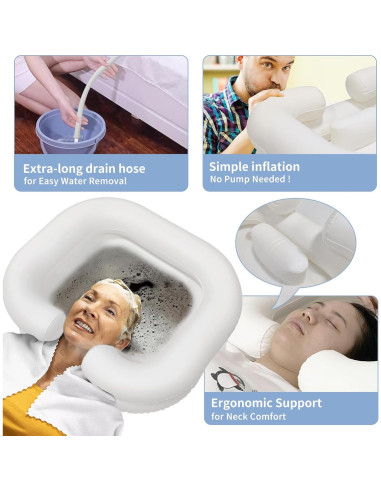 Bañera de Champú Inflable GSengGoung 61x51 cm - Blanco Crema