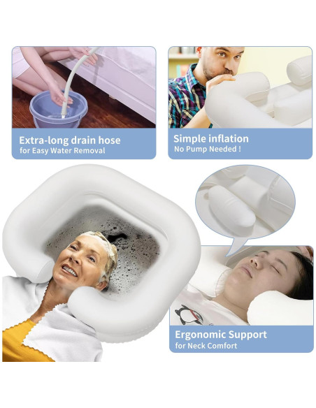 Bañera de Champú Inflable GSengGoung 61x51 cm - Blanco Crema