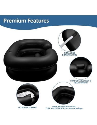 Basin de Lavado de Cabello Inflable BIRDDIE Negro 58x52x19cm