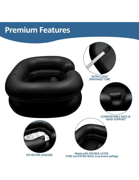 Basin de Lavado de Cabello Inflable BIRDDIE Negro 58x52x19cm