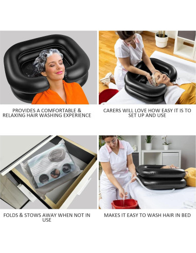 Basin de Lavado de Cabello Inflable BIRDDIE Negro 58x52x19cm