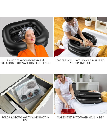 Basin de Lavado de Cabello Inflable BIRDDIE Negro 58x52x19cm