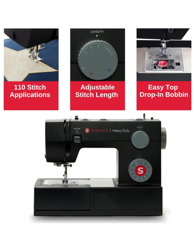 Máquina de Coser SINGER Heavy Duty 4432 Negra con Accesorios