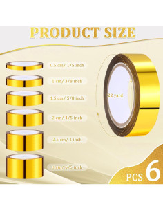 Cinta Metálica Autoadhesiva Colarr 6 Rollos Oro 20.12m 2