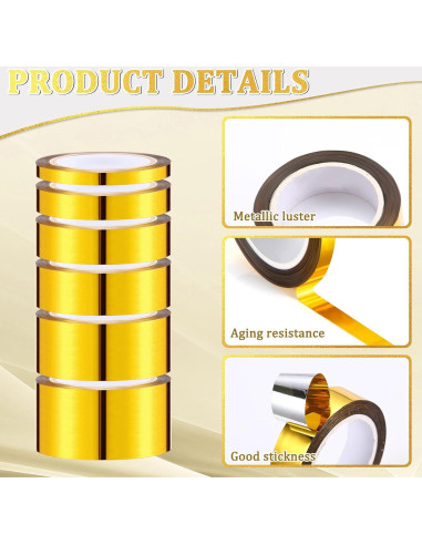 Cinta Metálica Autoadhesiva Colarr 6 Rollos Oro 20.12m