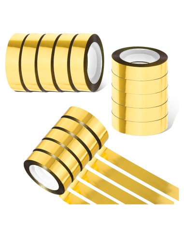 6 Rollos de Cinta Dorada Autoadhesiva 1.2cm x 25m Psyqtsuary