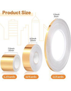 Cinta Washi Autoadhesiva Zonon 3 Rollos Oro 32.12x20.41cm 2