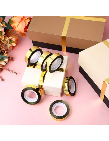 6 Rollos de Cinta Dorada Autoadhesiva 1.2cm x 25m Psyqtsuary