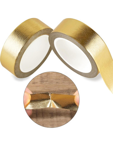 Cinta Washi Dorada Qyueyue - 2 Rollos 15mm x 10m Autoadhesiva
