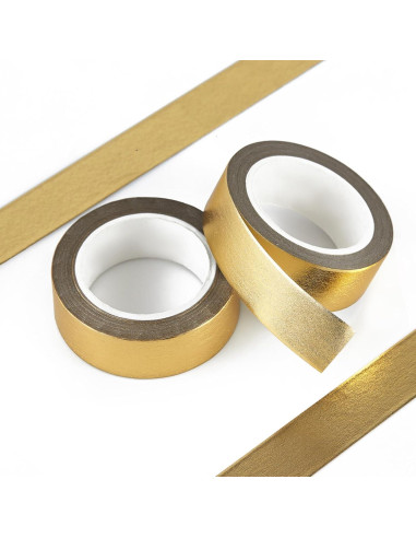 Cinta Washi Dorada Qyueyue - 2 Rollos 15mm x 10m Autoadhesiva