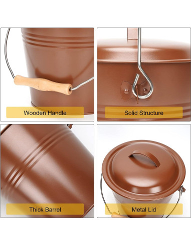 Cubo de Cenizas con Tapa MYFIREPLACEDIRECT 5.68L Metal